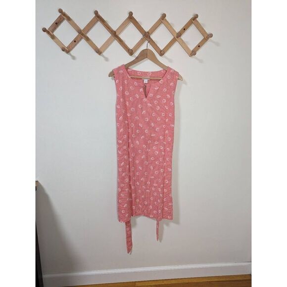 NWT Liz Claiborne Coral Shells Linen Blend Sleeveless Shift Dress - Size Large - Picture 1 of 8